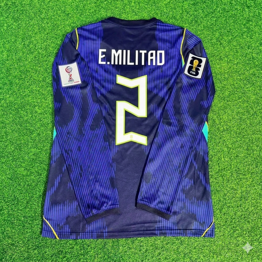 Éder Militão 2# Brasilien WM 2026 Ärmel Blau Auswärtstrikot