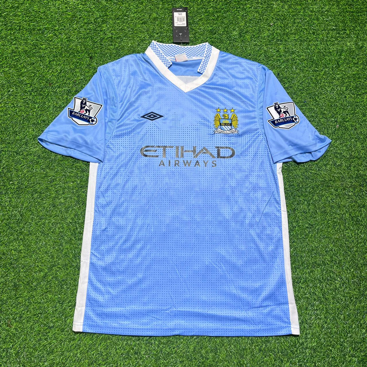 Edin Dzeko 10 Manchester City 2011/12 Heimtrikot Blau Retro Trikot Jersey Maillot Fußballhemd