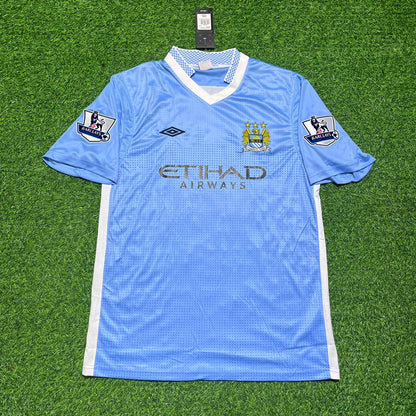 Edin Dzeko 10 Manchester City 2011/12 Heimtrikot Blau Retro Trikot Jersey Maillot Fußballhemd