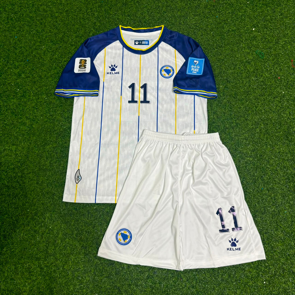 Edin Džeko #11 Bosnia and Herzegovina 2026 World Cup Kids Set Football Jersey