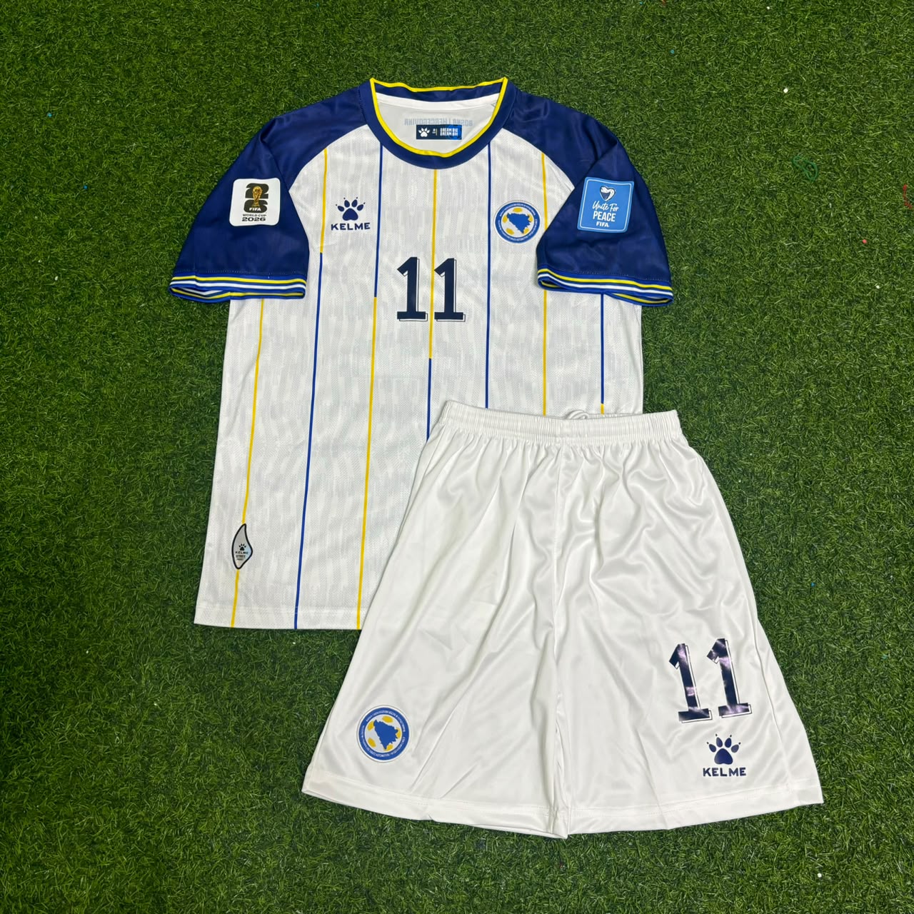 Edin Džeko #11 Bosnia and Herzegovina 2026 World Cup Kids Set Football Jersey