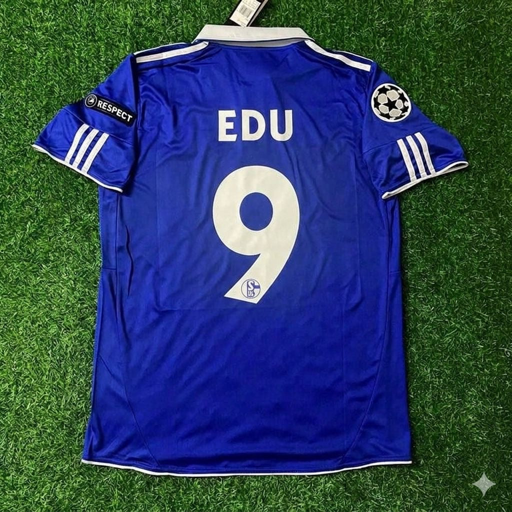 Edu 9- Schalke 04 Season 2010- 11 Retro Champions League Football Jersey Trikot Soccer Shirt