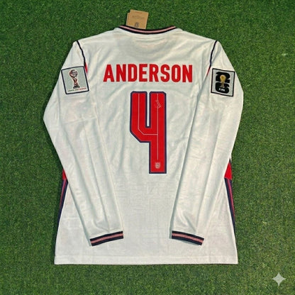 Elliot Anderson #4 England 2026 World Cup Home White Long Sleeve Jersey