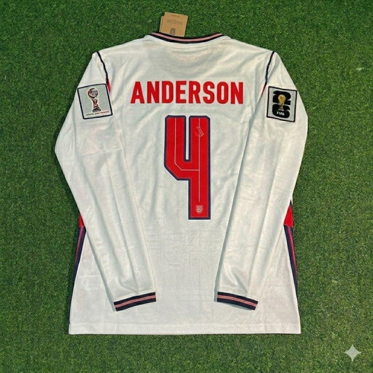 Elliot Anderson #4 England 2026 WM Heimtrikot Weiß Langarm