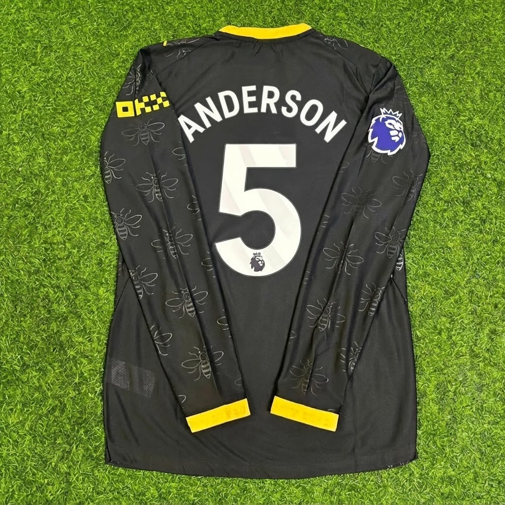 Elliot Anderson #5 Manchester City 2026/2027 Nouvelle Saison Extérieur Noir Maillot Manches Longues Trikot Maillot Football