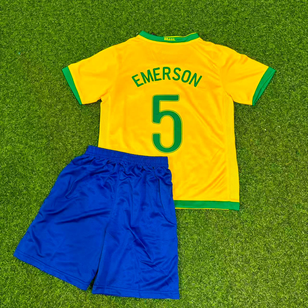Emerson #5 Brasil Heim Gelb Retro Kinder Fußballtrikot