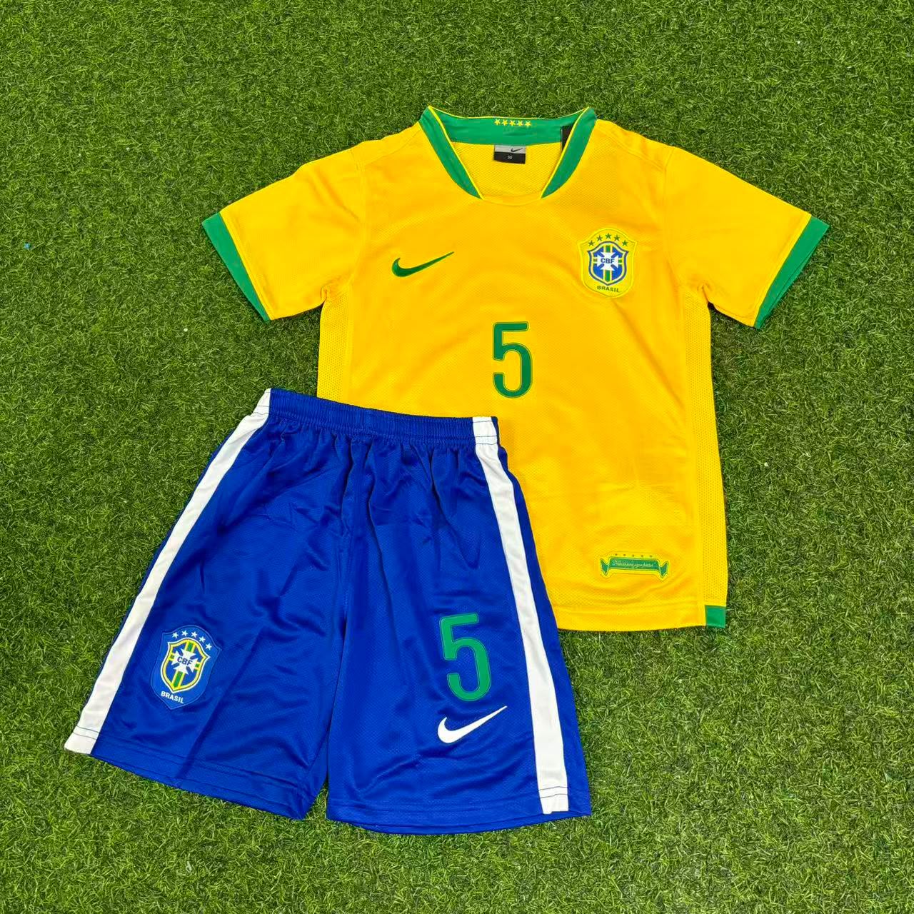 Emerson #5 Brasil Heim Gelb Retro Kinder Fußballtrikot