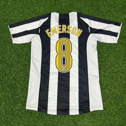 Camiseta de fútbol retro Emerson #8 Juventus 2004-2005 local negra y blanca