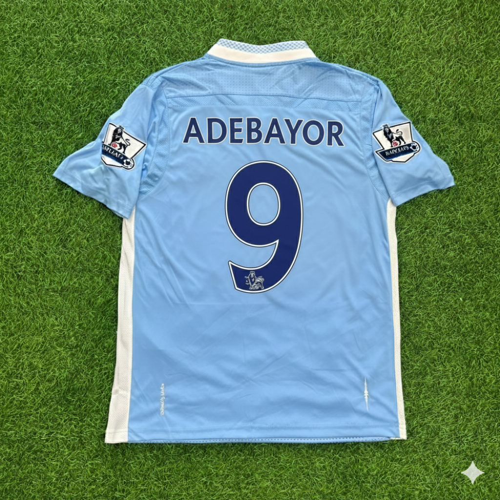 Emmanuel Adebayor Manchester City 2011/12 Home Kit Blue Retro Jersey Trikot Jersey Maillot Soccer Shirt