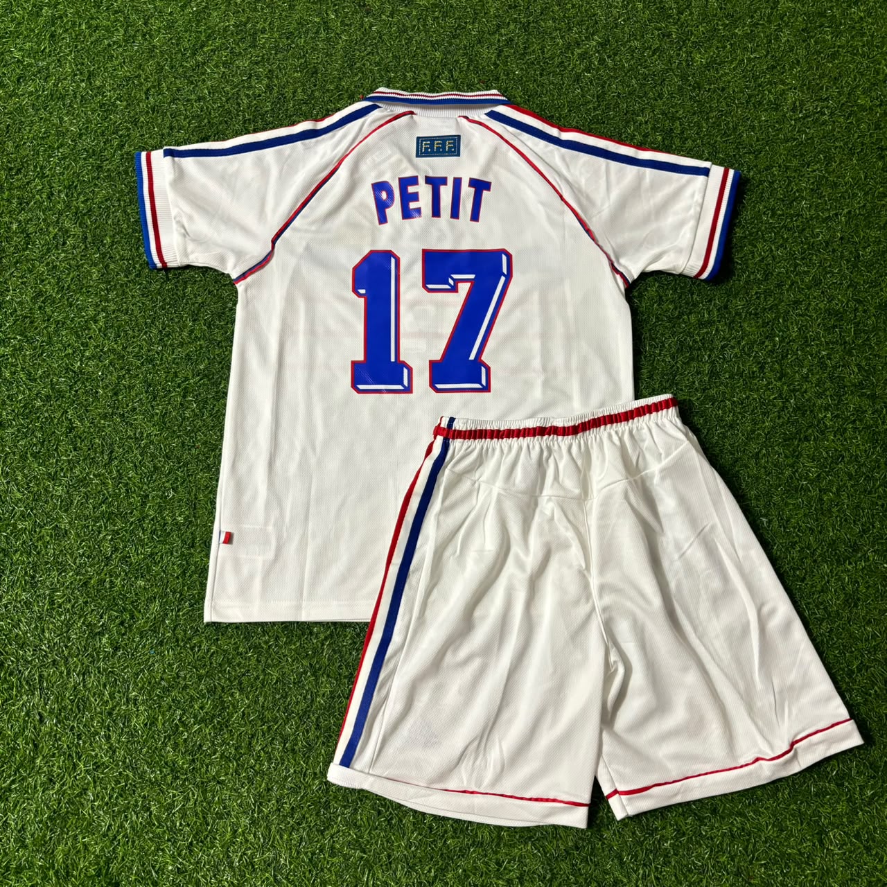 Emmanuel Petit Frankreich 1998 WM Kinder Retro Trikot