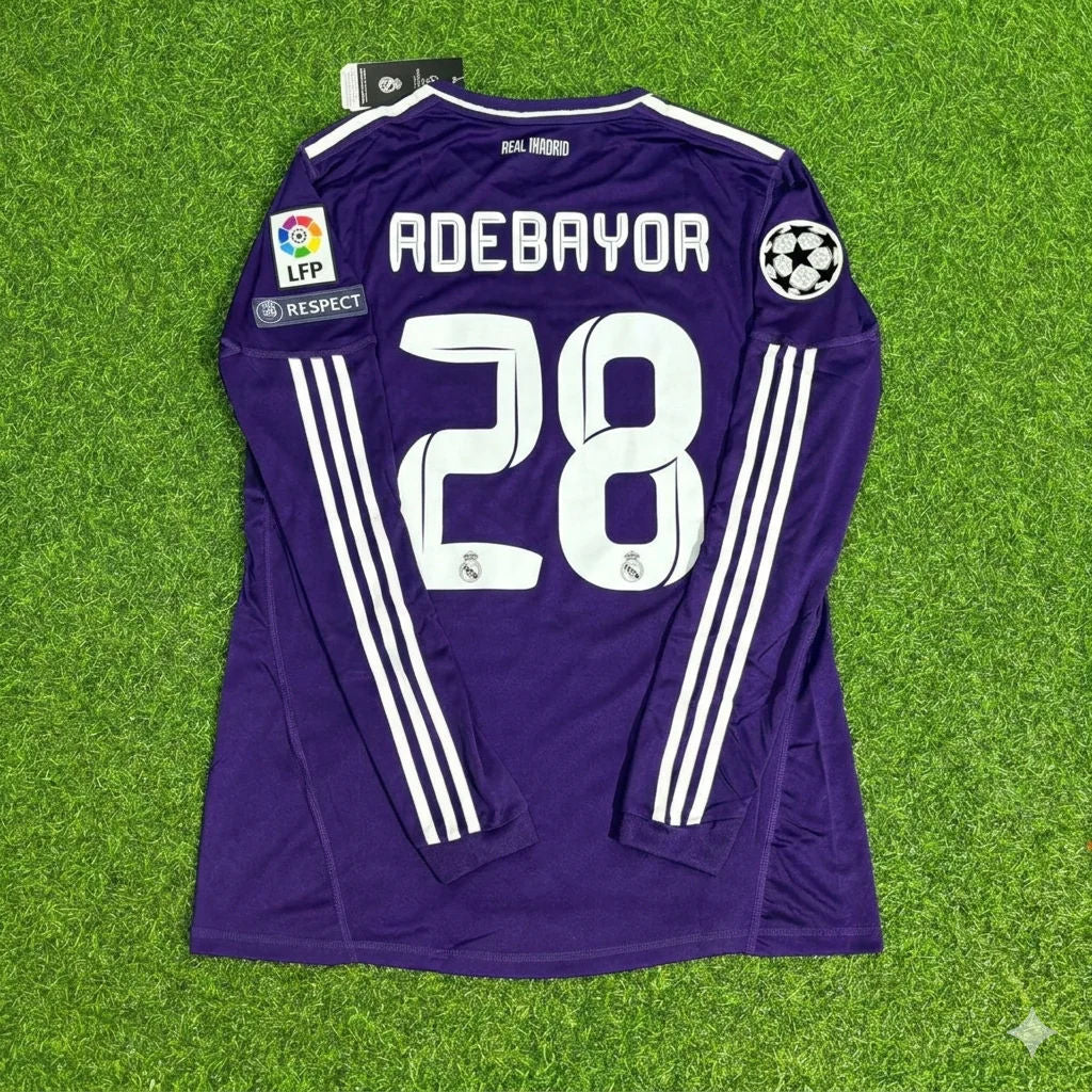 Emmanuel Adebayor 28- Real Madrid 2010/2011 Purple Long Sleeve Football Jersey