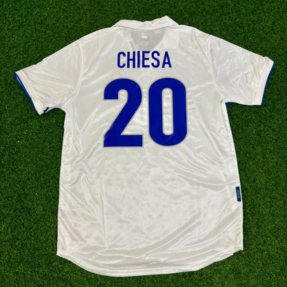 Enrico Chiesa #20 Italien 1998 Weltmeisterschaft Auswärts Weiß Retro Trikot