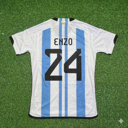 Enzo Fernandez 24- Argentina 2022 Qatar World Cup Champion Home Jersey Maillot Trikot Maglia Soccer Shirt