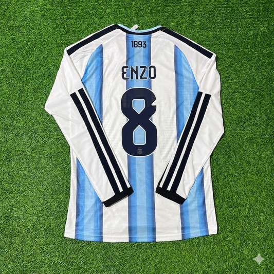 Enzo Fernández #8 Argentina 2026 World Cup Long Sleeve Football Jersey Kit