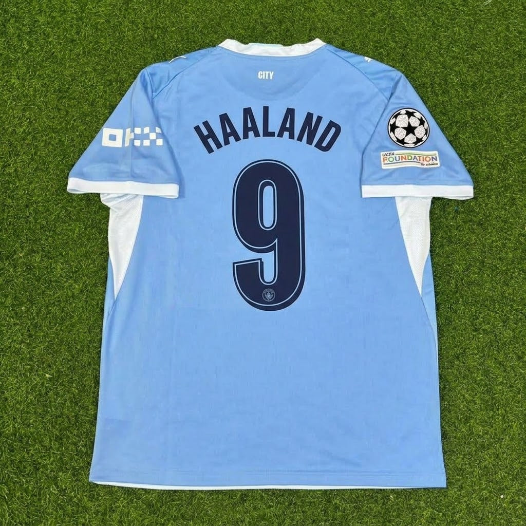 Erling Haaland #9 Manchester City 2026-27 Home Trikot Neue Saison Champions League Patch Trikot Maillot Fußballtrikot