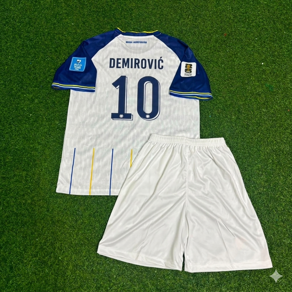 Ermedin Demirovic Bosnien und Herzegowina 2026 WM Weiß Kinder Trikot Fußball