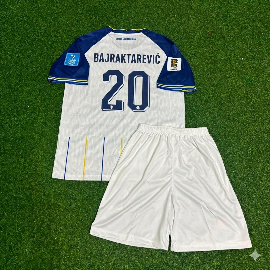 Esmir Bajraktarević Bosnia and Herzegovina 2026 World Cup Away White Kids Kit Football Jersey