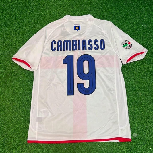 Esteban Cambiasso #19 Inter Saison 2007-2008 Auswärts Weiß Rot Retro Trikot Maillot Maglia Fußballtrikot