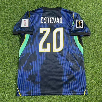 Estêvão Willian 20# Brazil 2026 World Cup Long Sleeve Blue Away Jersey Trikot