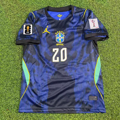 Estêvão Willian 20# Brazil 2026 World Cup Long Sleeve Blue Away Jersey Trikot