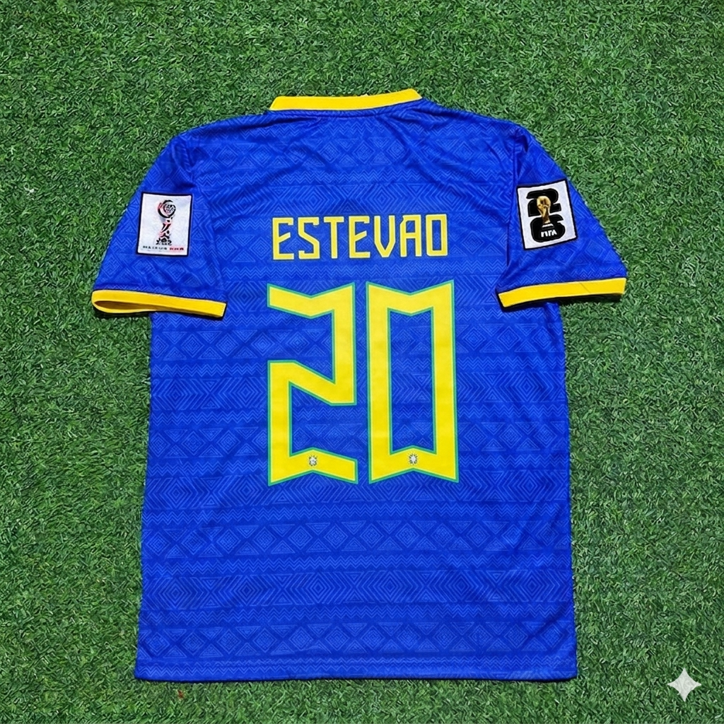 Maillot de football Estêvão Willian - Brésil Coupe du Monde 2026 - Nouvelle saison - Bleu