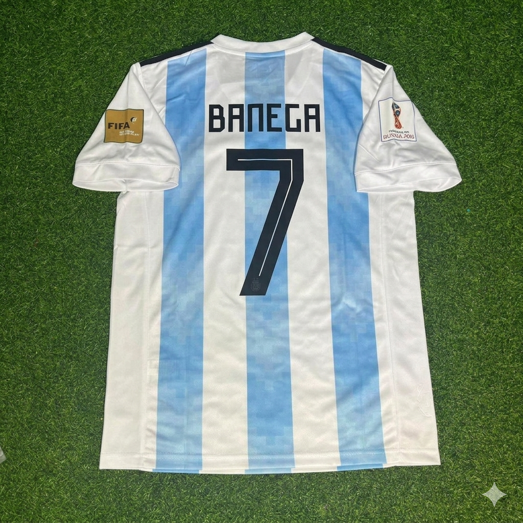 Éver Banega #7 Argentinien 2018 Weltmeisterschaft Heim Retro Trikot