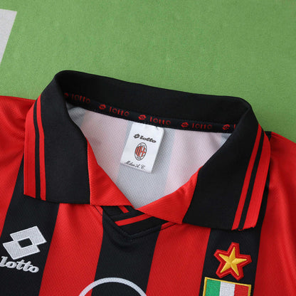 A.C. Milan 1996-1997 Season Retro Home Kids Football Jersey Trikot Maillot