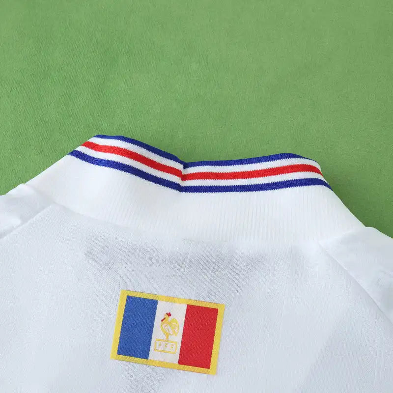 Frankreich 1996 Auswärts Weiß Retro Trikot Fußballtrikot