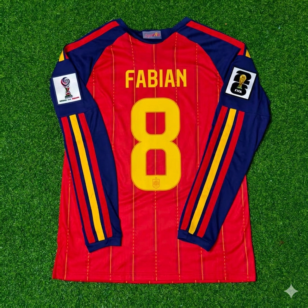 Fabián Ruiz Peña #8 Spain 2026 World Cup Home Long Sleeve Jersey Trikot Maillot