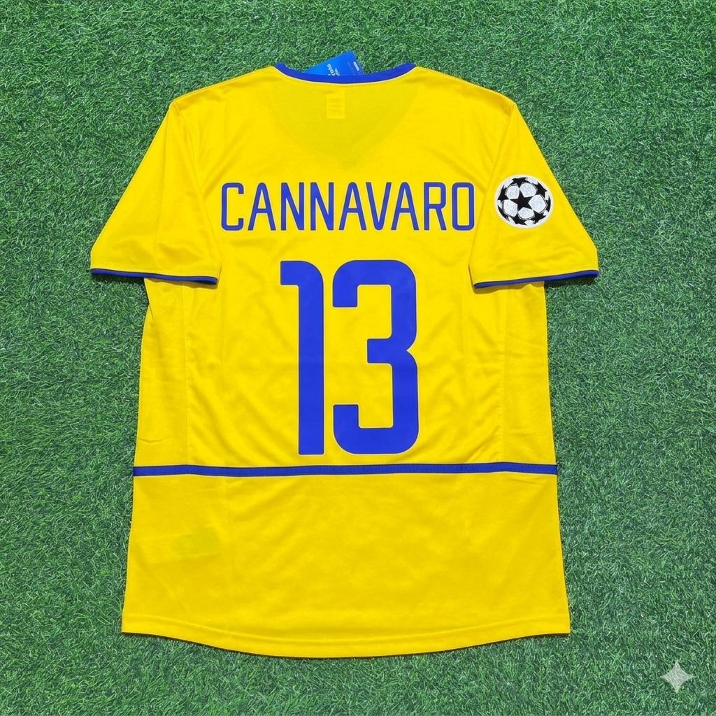 Camiseta de fútbol retro amarilla del Inter de Milán 2002-2003 de Fabio Cannavaro