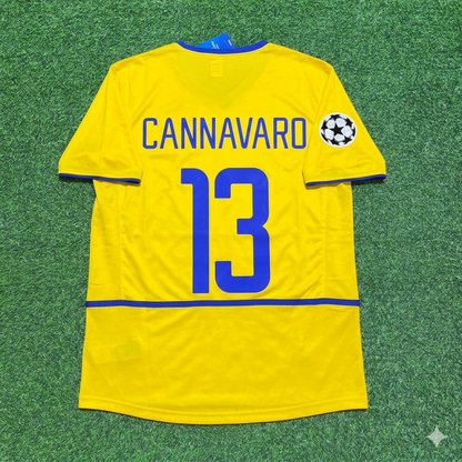 Camiseta de fútbol retro amarilla del Inter de Milán 2002-2003 de Fabio Cannavaro