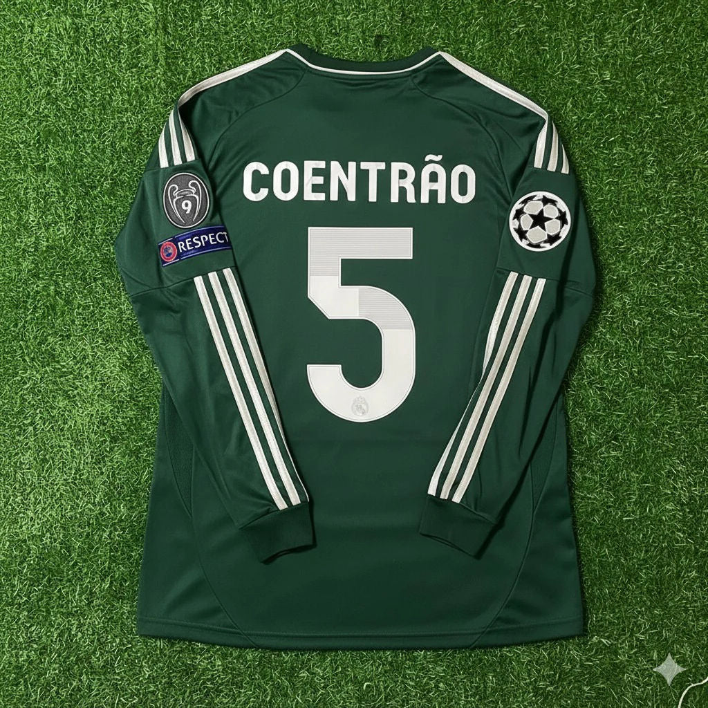 Fábio Coentrão 5- Real Madrid 2012-2013 Champions League Green Long Sleeve Jersey Soccer Shirt