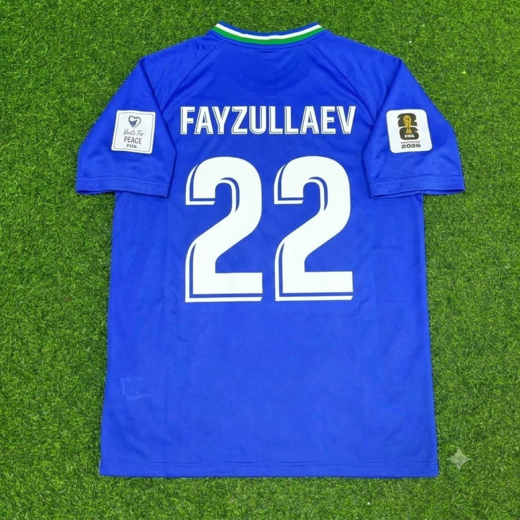 Abbosbek Fayzullaev Usbekistan WM 2026 Blaues Fußballtrikot