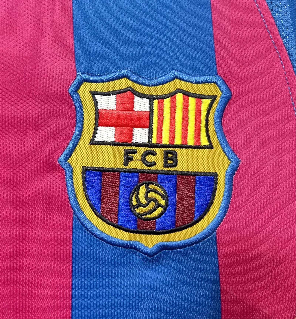 FC Barcelona 2005-2006 Season Home Retro Long Sleeve Football Jersey Trikot Maillot