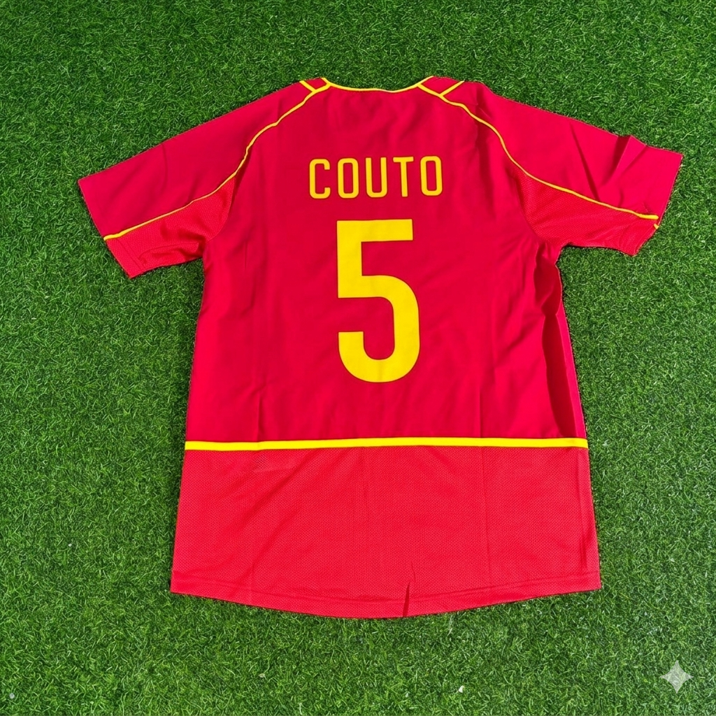 Fernando Couto #5 Portugal 2002 Retro Heim Rotes Fußballtrikot