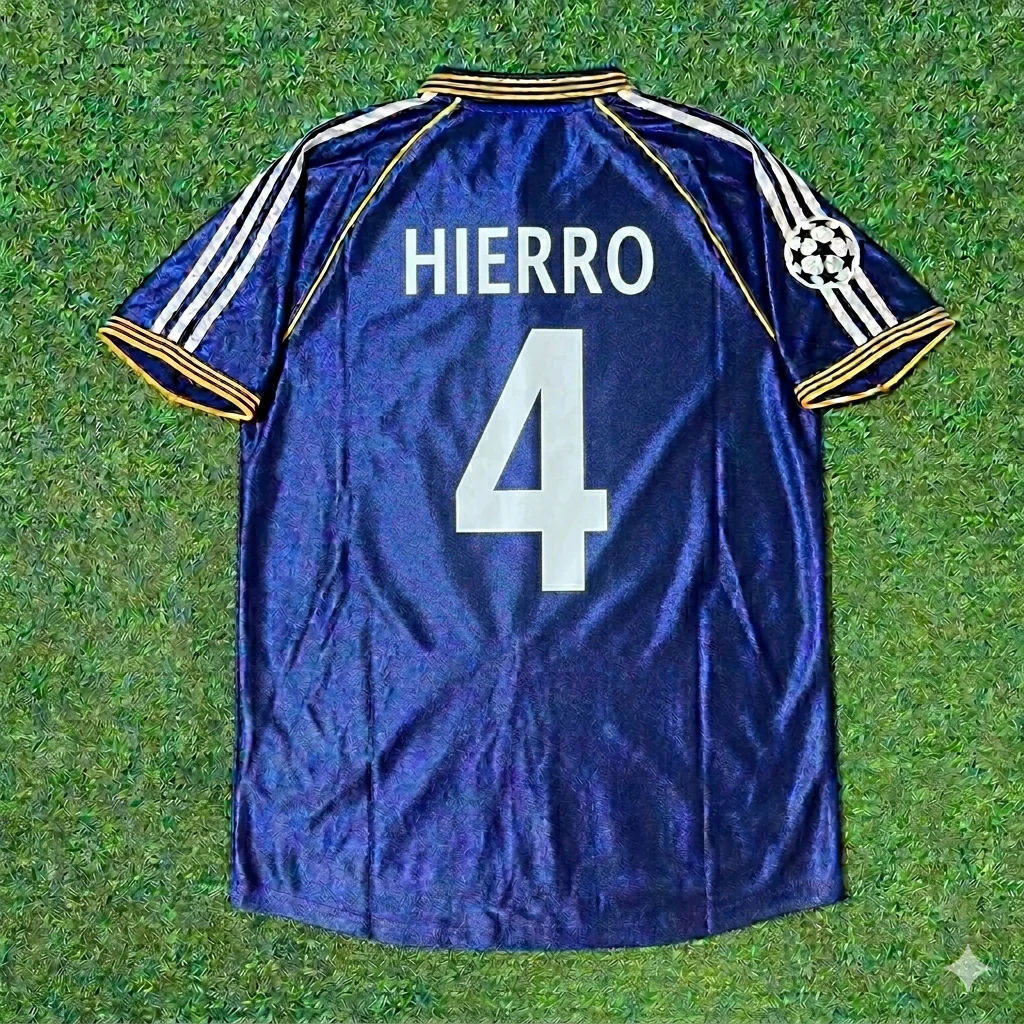 Fernando Hierro 4- Real Madrid 1998-1999 Blue Retro Jersey Soccer Shirt