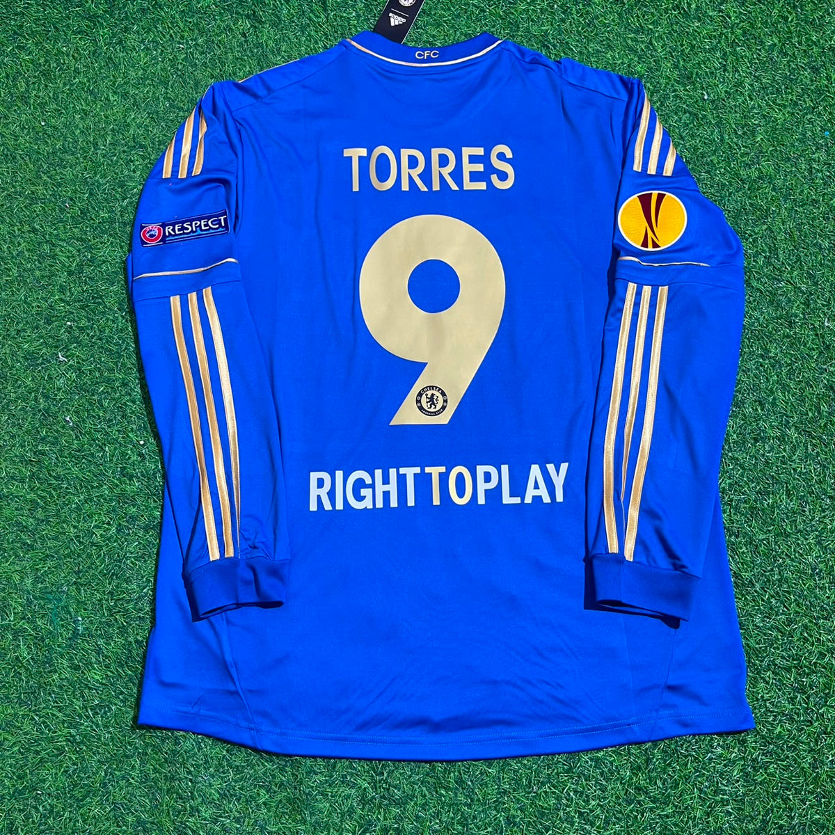 Fernando Torres 9-Chelsea 2013 Finale de la Ligue Europa Amsterdam Maillot de Football Rétro Bleu