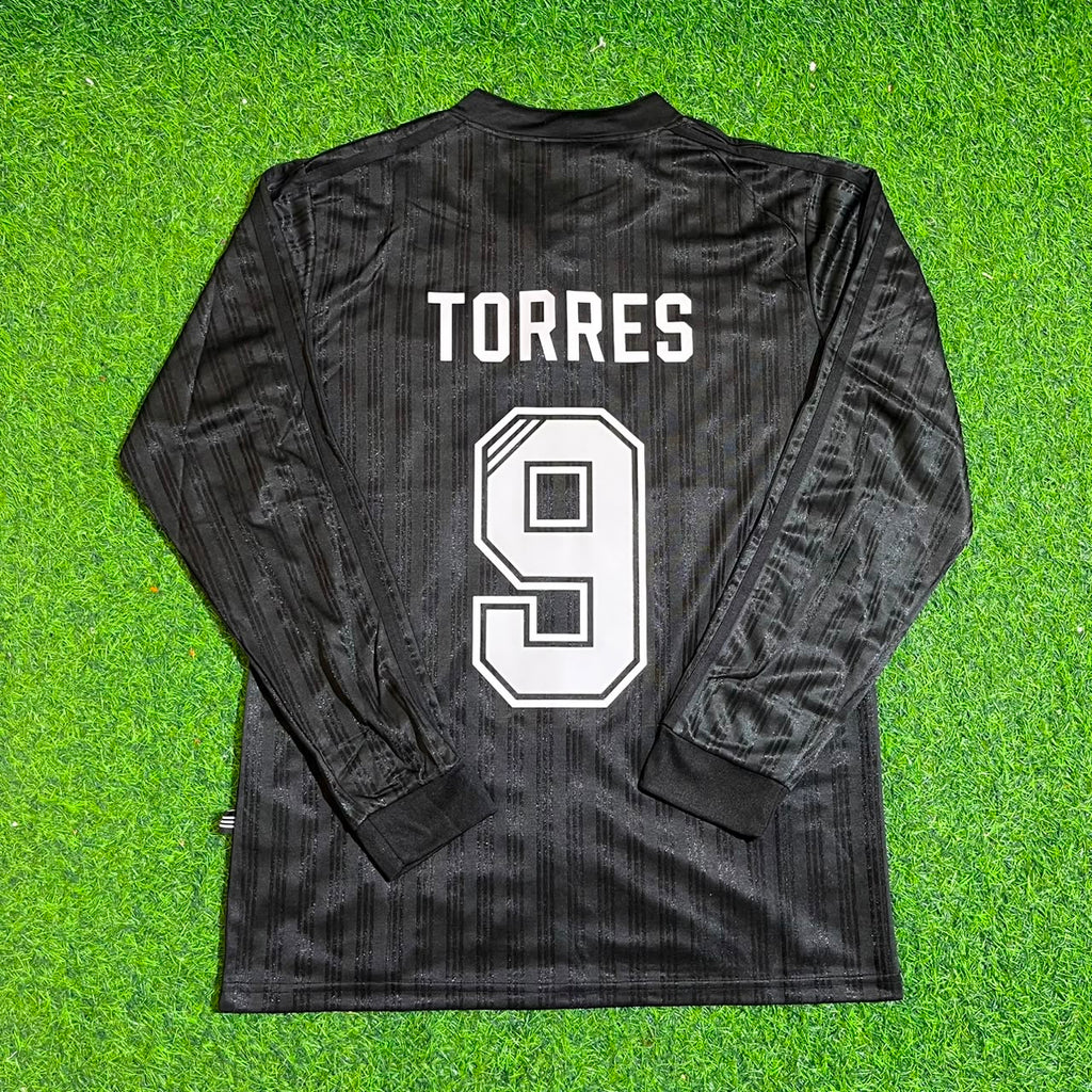Fernando Torres Liverpool Black Long Sleeve Retro Kit Jersey Trikot Maillot
