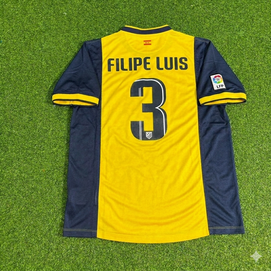 Maillot de football jaune extérieur Filipe Luis #3 Atlético Madrid 2013-2014