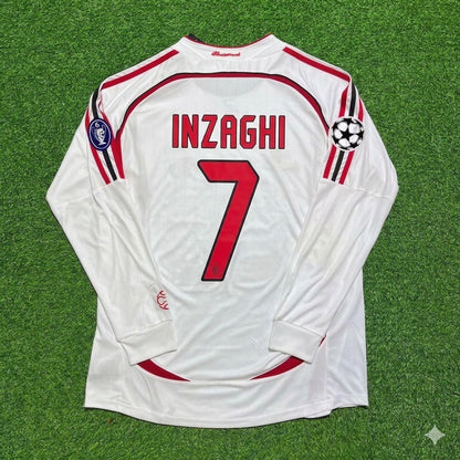 AC Milan 2007 Champions League Final Away White Long Sleeve Retro Jersey – Filippo Inzaghi 7