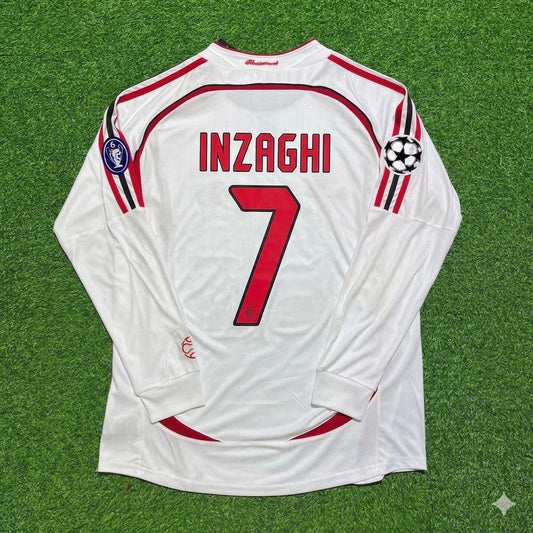 AC Milan 2007 Champions League Final Away White Long Sleeve Retro Jersey – Filippo Inzaghi 7
