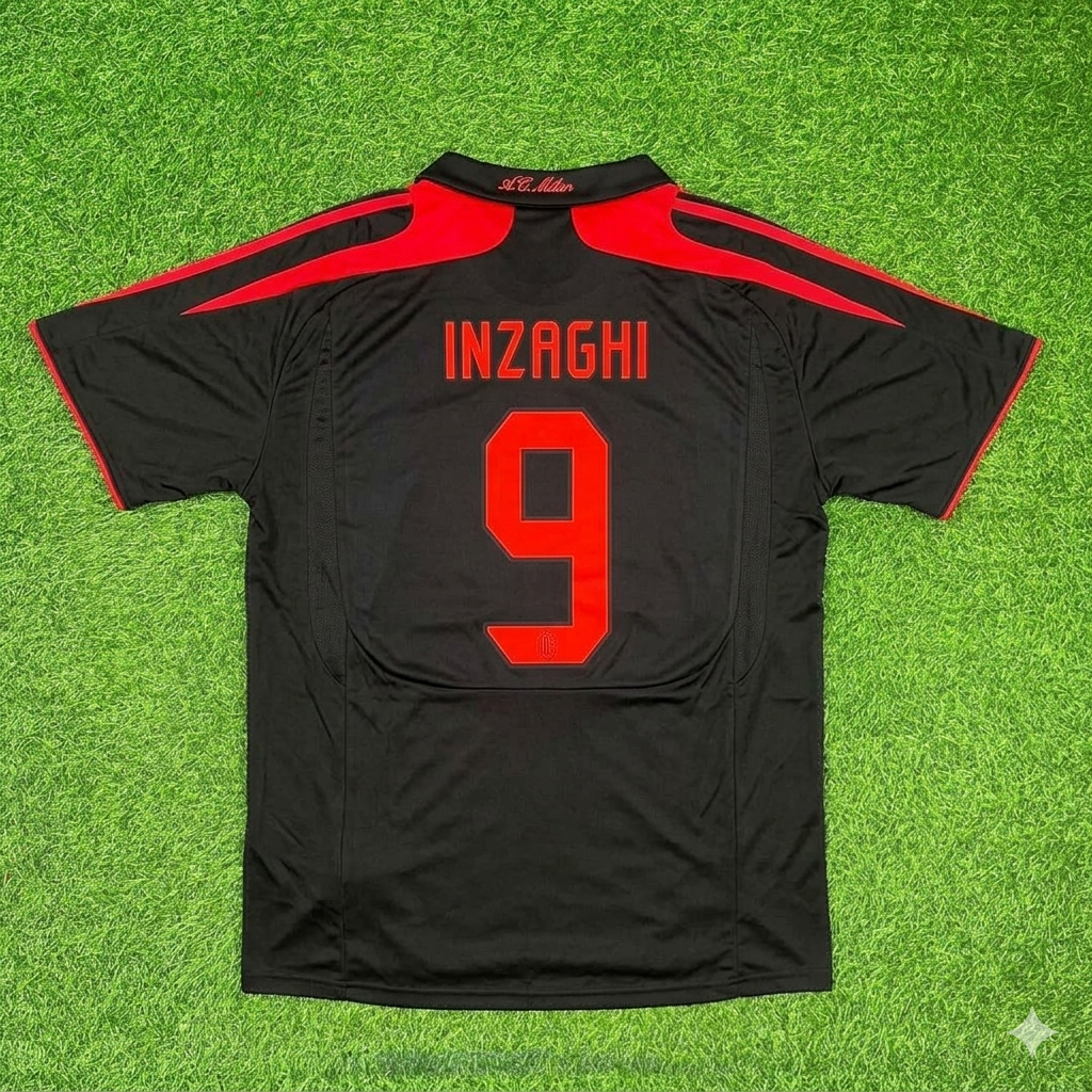 AC Milan 2007/08 Schwarzes Retro-Ausweichtrikot – Filippo Inzaghi