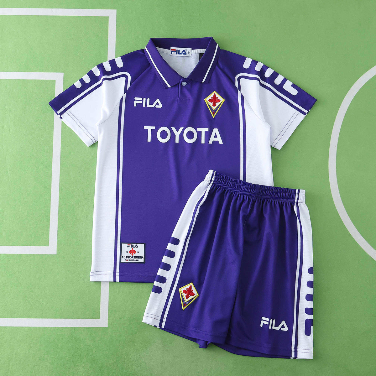 ACF Fiorentina 1999-2000 Season Retro Kids Home Football Jersey Trikot Maillot