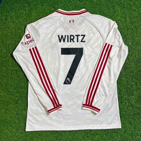 Florian Wirtz #7 Liverpool 2027 Nouvelle Saison Maillot de Foot Extérieur Manches Longues Blanc