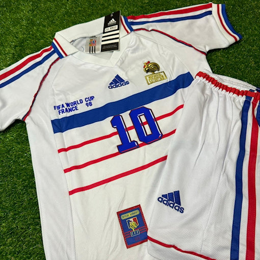 France 1998 Away Zidane Kids Kit – Kit Jersey for Children – | KinderTrikot | Maillot Enfant Personnalisable Soccer Shirt