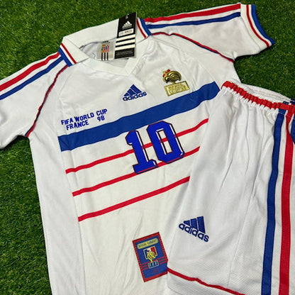 France 1998 Away Zidane Kids Kit – Kit Jersey for Children – | KinderTrikot | Maillot Enfant Personnalisable Soccer Shirt
