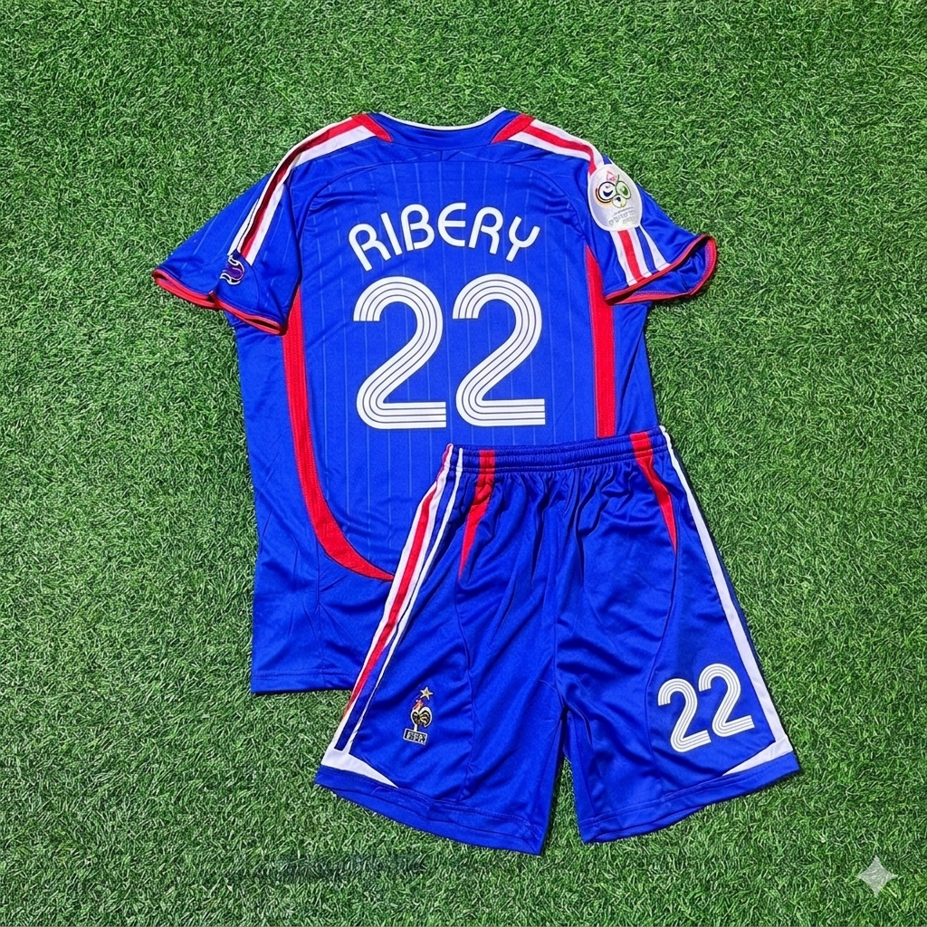 Franck Ribéry #22 Frankreich WM 2006 Kinder Retro Fußballtrikot Blau