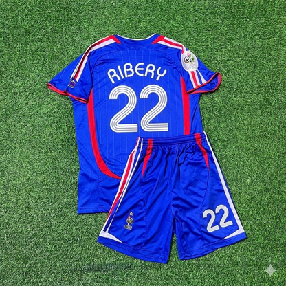 Franck Ribéry #22 Frankreich WM 2006 Kinder Retro Fußballtrikot Blau