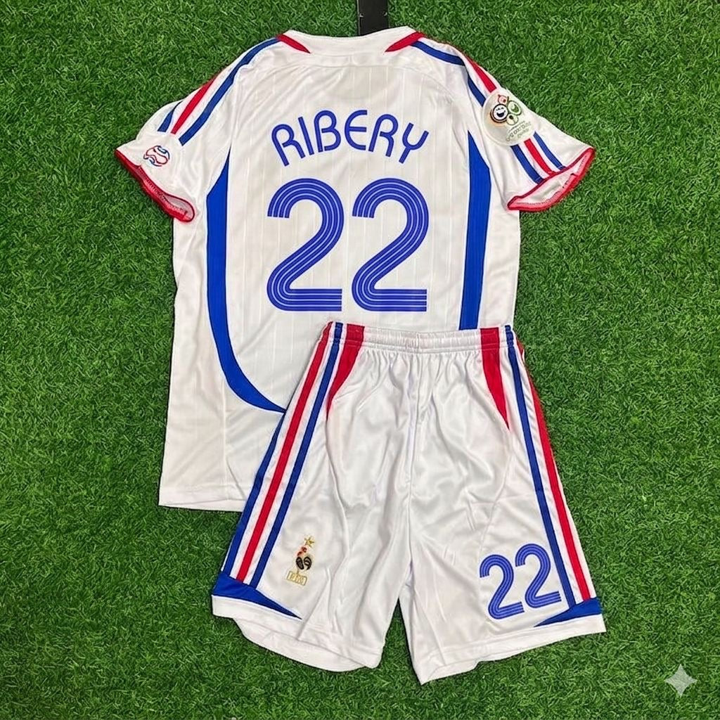 Franck Ribéry #22 France 2006 World Cup Retro Kids Kit – | KinderTrikot Maillot Enfant Soccer Shirt