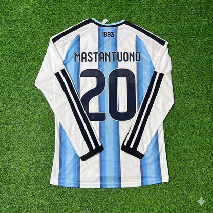 Franco Mastantuono #20 Argentina 2026 World Cup Long Sleeve Football Jersey Kit